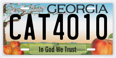 GA license plate CAT4010