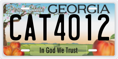 GA license plate CAT4012