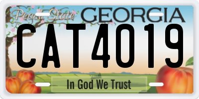 GA license plate CAT4019