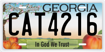 GA license plate CAT4216
