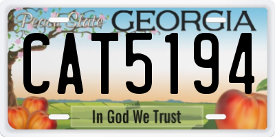 GA license plate CAT5194