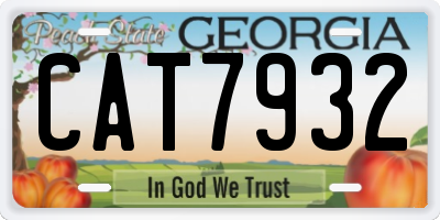 GA license plate CAT7932