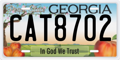 GA license plate CAT8702
