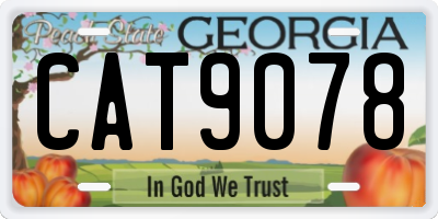 GA license plate CAT9078