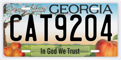 GA license plate CAT9204