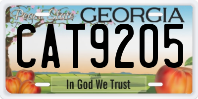 GA license plate CAT9205