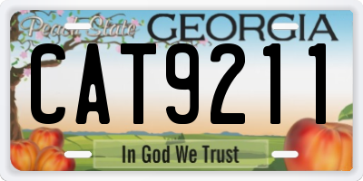 GA license plate CAT9211