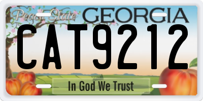 GA license plate CAT9212
