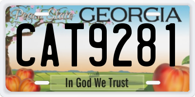 GA license plate CAT9281