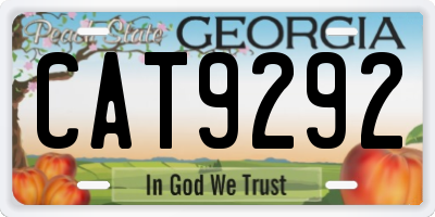 GA license plate CAT9292
