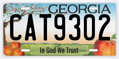 GA license plate CAT9302