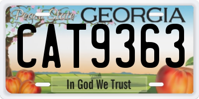 GA license plate CAT9363