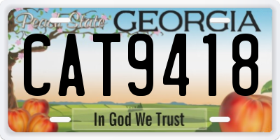 GA license plate CAT9418