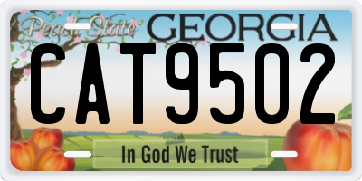 GA license plate CAT9502