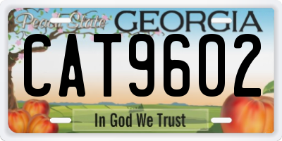 GA license plate CAT9602