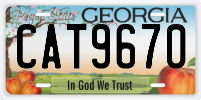 GA license plate CAT9670