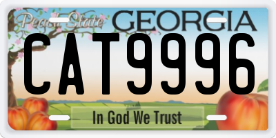 GA license plate CAT9996