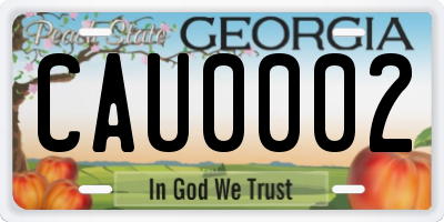 GA license plate CAU0002