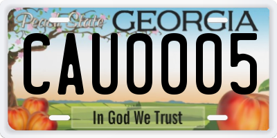 GA license plate CAU0005