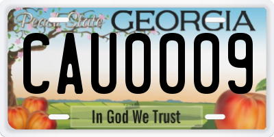 GA license plate CAU0009