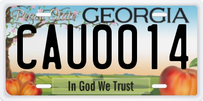 GA license plate CAU0014