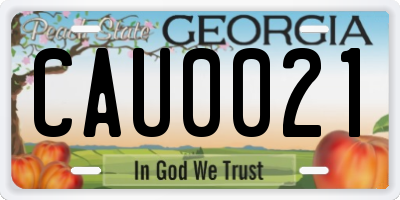 GA license plate CAU0021