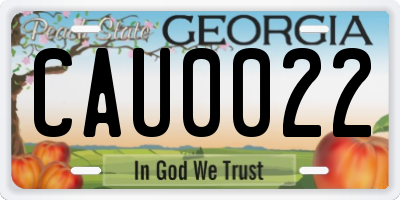 GA license plate CAU0022