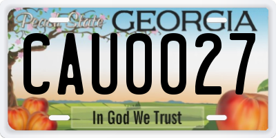 GA license plate CAU0027
