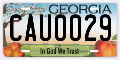 GA license plate CAU0029