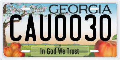 GA license plate CAU0030
