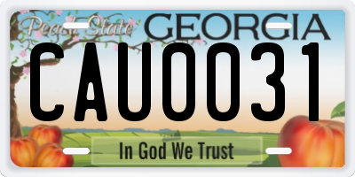 GA license plate CAU0031