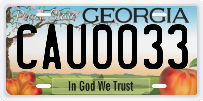 GA license plate CAU0033