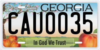 GA license plate CAU0035