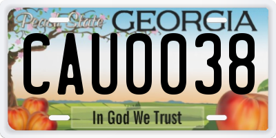 GA license plate CAU0038