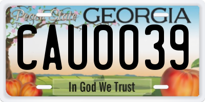 GA license plate CAU0039