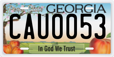 GA license plate CAU0053