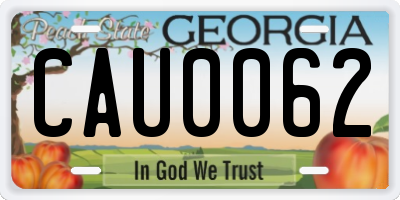 GA license plate CAU0062