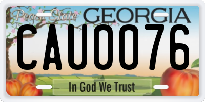 GA license plate CAU0076