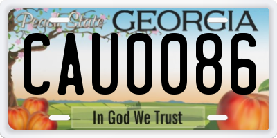 GA license plate CAU0086