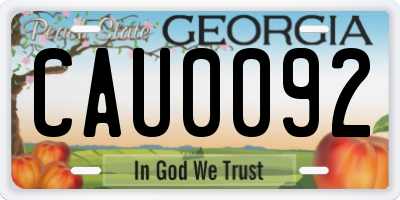 GA license plate CAU0092