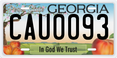 GA license plate CAU0093