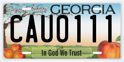 GA license plate CAU0111