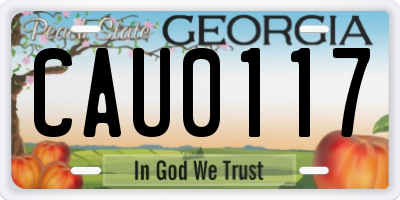 GA license plate CAU0117