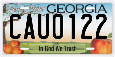 GA license plate CAU0122