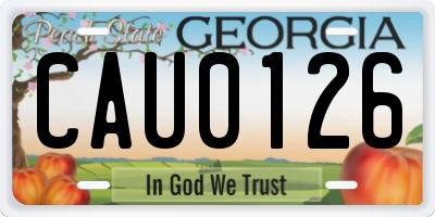 GA license plate CAU0126