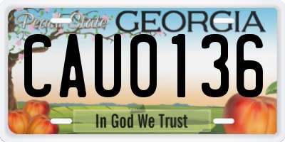 GA license plate CAU0136