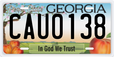 GA license plate CAU0138