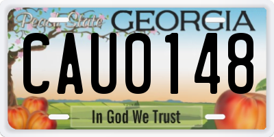 GA license plate CAU0148