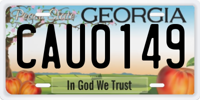 GA license plate CAU0149