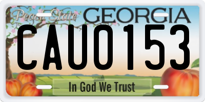 GA license plate CAU0153